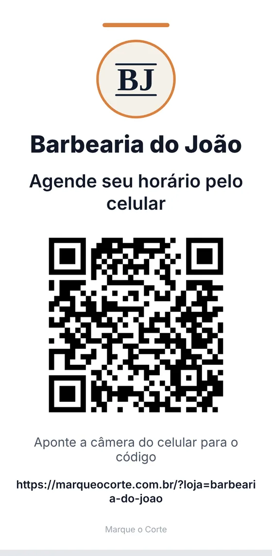 Cartaz com QR code do Marque o Corte para imprimir e colar no balcão da barbearia